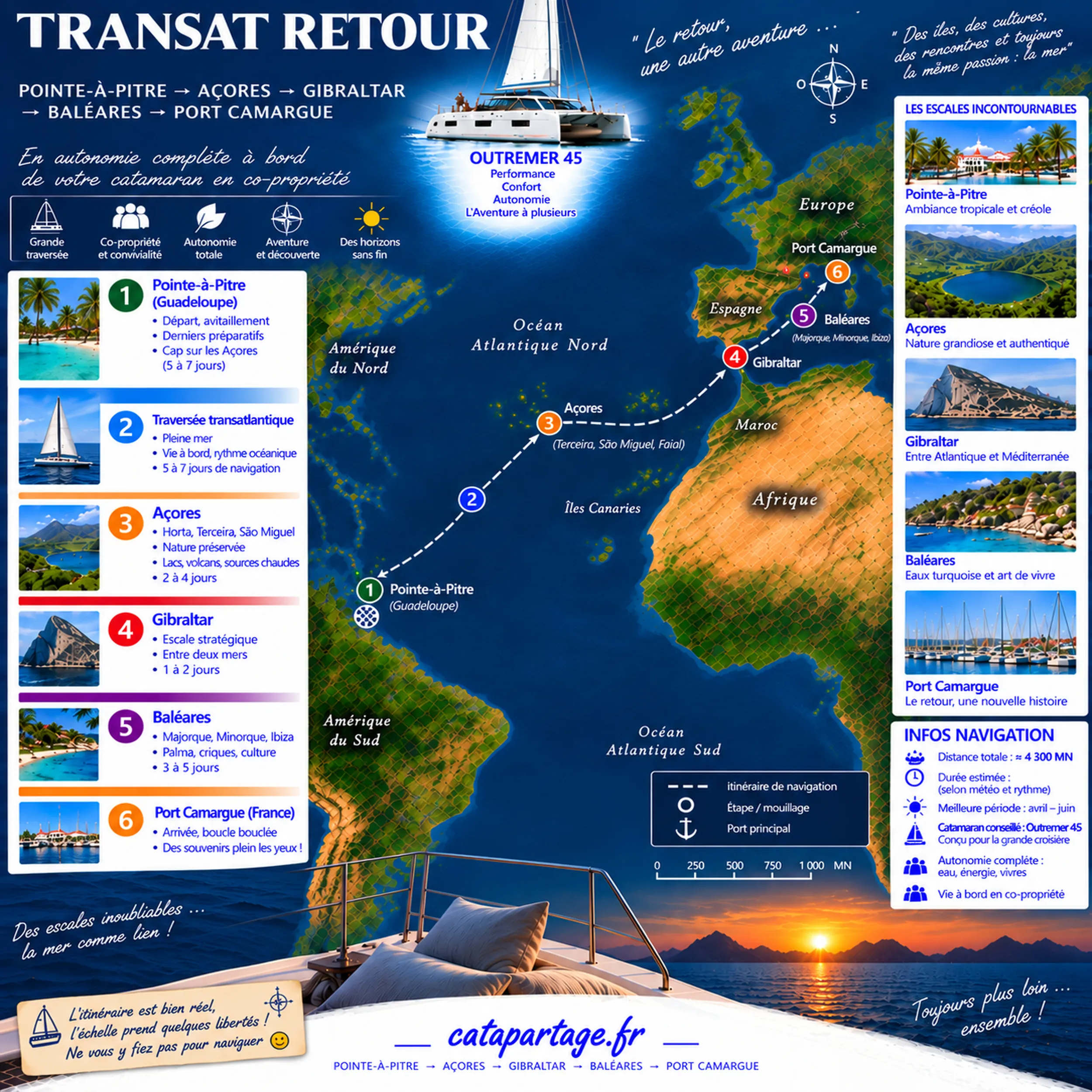 Transat retour par les Açores en catamaran